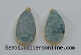 NGP8517 25*48mm - 27*52mm flat teardrop druzy agate pendants