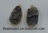 NGP8519 25*48mm - 27*52mm flat teardrop druzy agate pendants