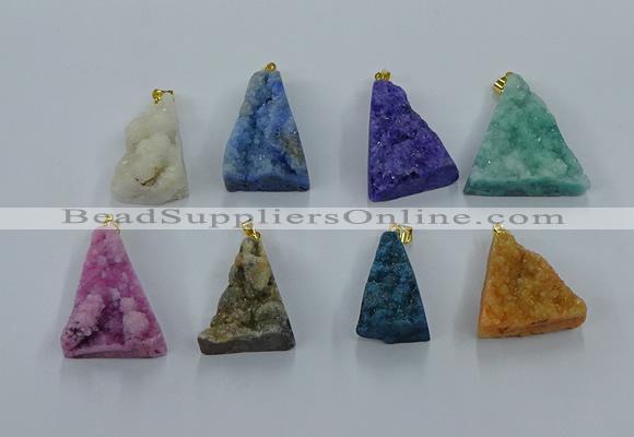 NGP8583 18*25mm - 25*40mm triangle druzy agate pendants wholesale