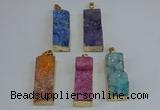 NGP8613 15*35mm - 16*40mm rectangle druzy agate pendants wholesale