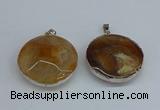 NGP8698 38mm - 40mm flat round agate pendants wholesale