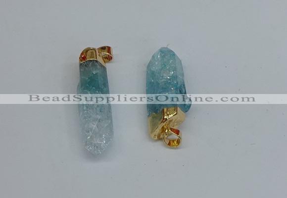 NGP8892 10*35mm - 20*45mm sticks crackle quartz pendants