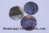 NGP934 5PCS 52mm flat round agate gemstone pendants wholesale