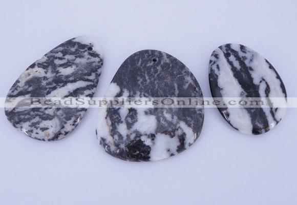 NGP948 5PCS 30-48mm*45-60mm freeform zebra jasper gemstone pendants