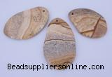 NGP958 5PCS 35-45mm*50-65mm freeform picture jasper gemstone pendants