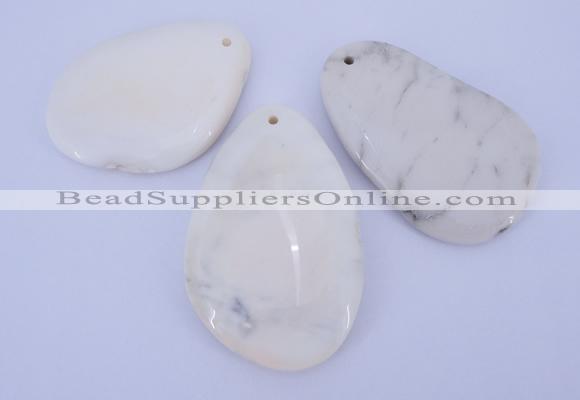 NGP960 5PCS 35-45mm*50-65mm freeform white howlite turquoise pendants