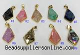 NGP9601 18*25mm faceted plated druzy agate pendants