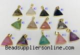 NGP9603 20*20mm faceted triangle plated druzy agate pendants