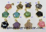 NGP9604 20*20mm faceted pentagon plated druzy agate pendants