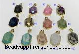 NGP9606 18*25mm faceted hexagon plated druzy agate pendants