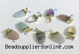 NGP9715 11*16mm arrowhead-shaped  mixed gemstone pendants wholesale