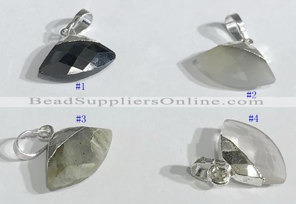 NGP9717 11*16mm fan-shaped  mixed gemstone pendants wholesale