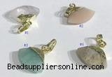 NGP9718 11*16mm fan-shaped  mixed gemstone pendants wholesale