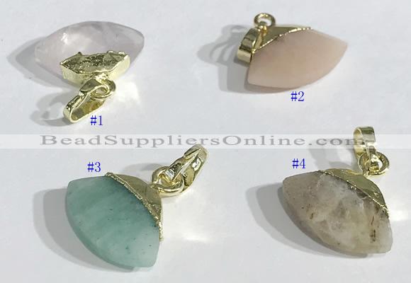 NGP9718 11*16mm fan-shaped  mixed gemstone pendants wholesale