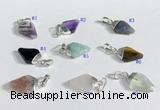 NGP9729 11*15mm arrowhead-shaped  mixed gemstone pendants wholesale