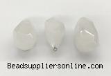 NGP9800 22*35mm - 25*40mm faceted nuggets white jade pendants