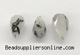 NGP9805 22*35mm - 25*40mm faceted nuggets black rutilated quartz pendants