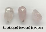 NGP9819 22*35mm - 25*40mm faceted nuggets rose quartz pendants