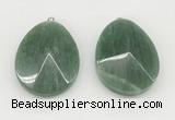 NGP9833 32*42mm - 35*45mm faceted nuggets green aventurine jade pendants