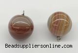 NGP9844 20mm round line agate gemstone pendants