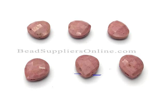 NGP9863 13*14mm faceted flat teardrop pink wooden jasper pendant