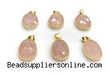 NGP9876 17*22mm faceted oval rose quartz pendant