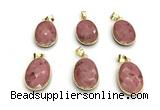 NGP9877 17*22mm faceted oval pink wooden jasper pendant