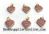 NGP9884 14*16mm faceted pink wooden jasper pendant