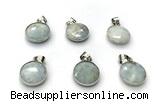 NGP9889 16mm faceted coin aquamarine pendant