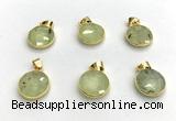 NGP9899 16mm faceted coin prehnite pendant