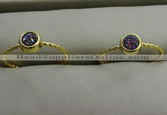 NGR1034 4mm coin plated druzy agate rings wholesale