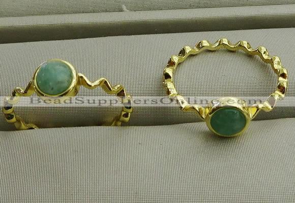 NGR1059 4mm coin amazonite gemstone rings wholesale