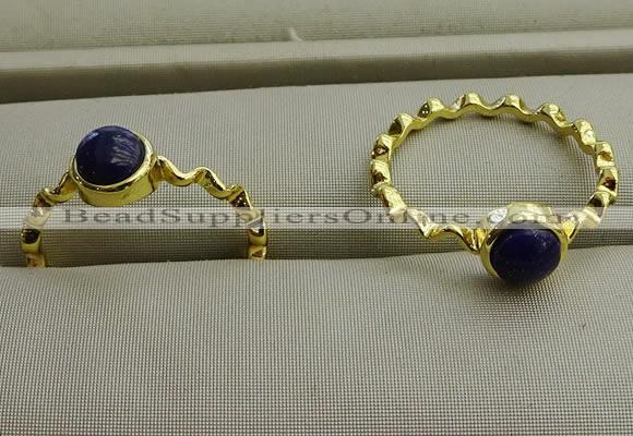 NGR1061 4mm coin lapis lazuli gemstone rings wholesale