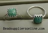 NGR1065 8*8mm square amazonite gemstone rings wholesale