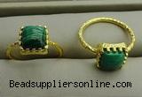 NGR1071 8*8mm square malachite gemstone rings wholesale