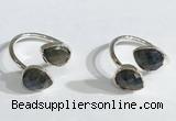 NGR1091 8*10mm faceted flat droplet labradorite rings wholesale