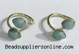 NGR1094 8*10mm faceted flat droplet amazonite rings wholesale