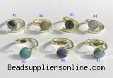 NGR1100 10mm faceted coin  mixed gemstone rings wholesale