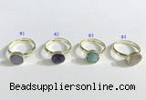 NGR1102 10mm faceted coin  mixed gemstone rings wholesale