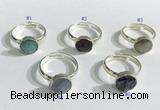 NGR1103 10mm faceted coin  mixed gemstone rings wholesale