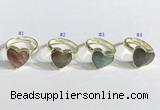 NGR1107 13mm faceted heart  mixed gemstone rings wholesale