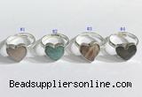 NGR1108 13mm faceted heart  mixed gemstone rings wholesale