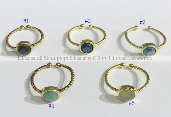 NGR1109 8mm coin  mixed gemstone rings wholesale