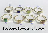 NGR1113 8mm square  mixed gemstone rings wholesale