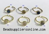 NGR1114 8mm coin  druzy agate gemstone rings wholesale