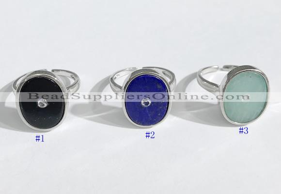 NGR1125 14*17mm oval mixed gemstone rings wholesale