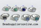 NGR1131 12mm square mixed gemstone gemstone rings wholesale