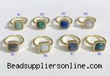 NGR1132 12mm square mixed gemstone gemstone rings wholesale