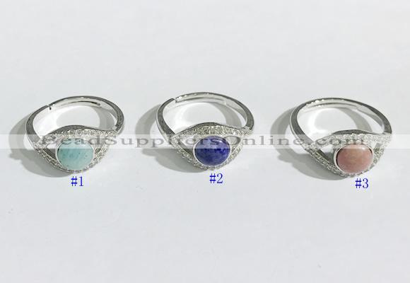 NGR1137 7mm flat round mixed gemstone gemstone rings wholesale