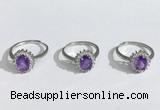 NGR1145 6*8mm faceted oval amethyst gemstone rings wholesale